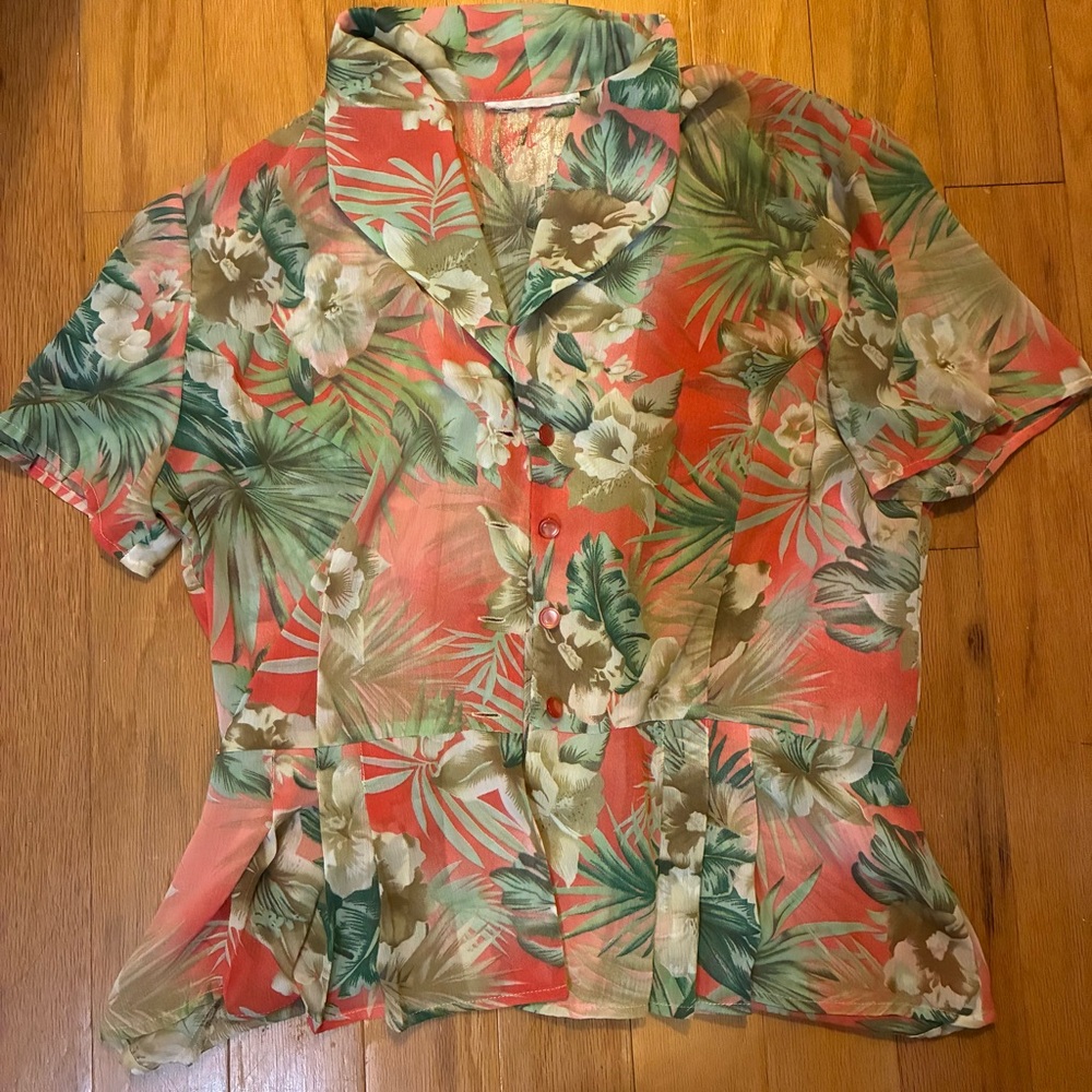 Urban outfitters hawaiian Floral Button-Up Blouse